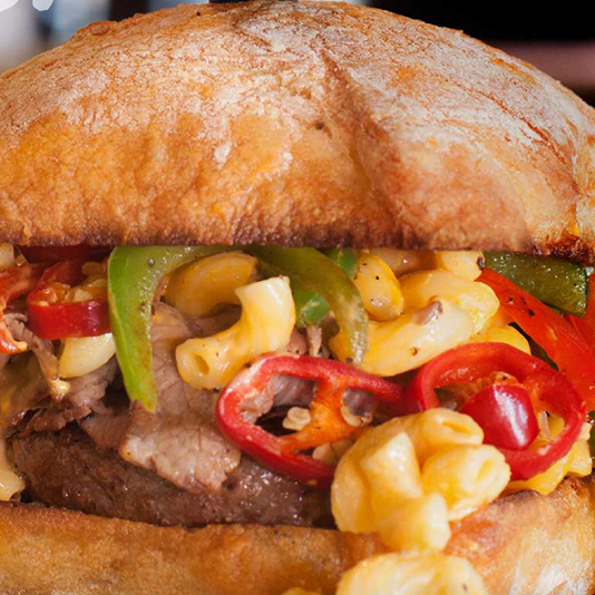 Philly Mac ‘N’ Cheese Steak Burger